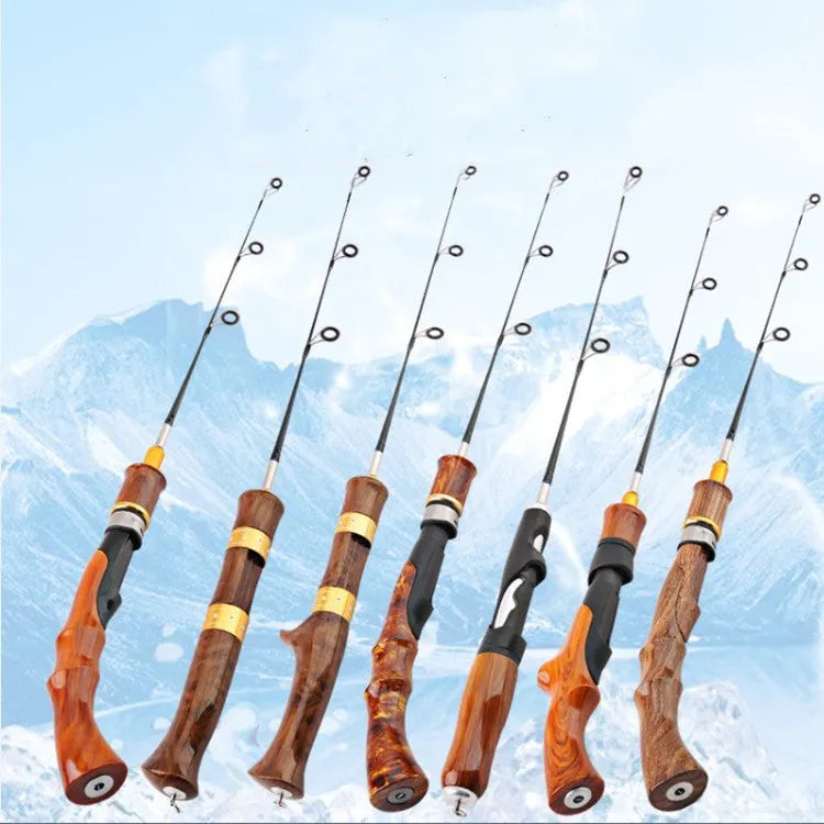 FRP ice fishing rod portable outdoor pole with straight handle and smooth line release