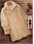 Double-sided velvet fleece coat in black, navy blue, or khaki with Asian sizing options