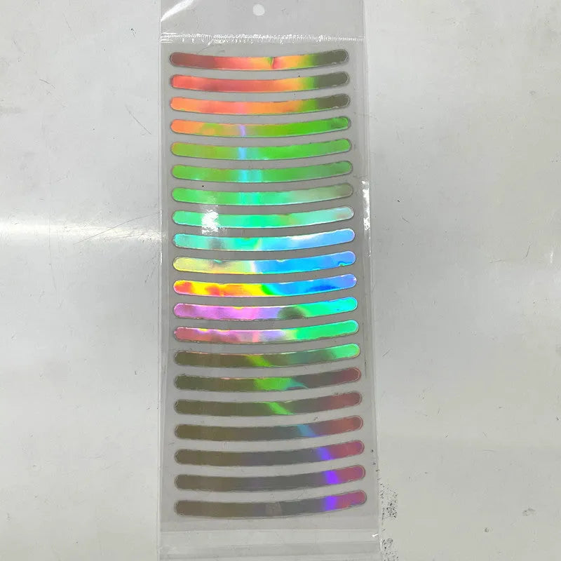 Twenty arc-shaped PVC reflective stickers for car wheel hub application in selected colour