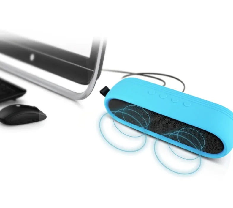 Portable wireless Bluetooth speaker dual 5W stereo IP65 waterproof black blue 21x6x5.5cm with protective case