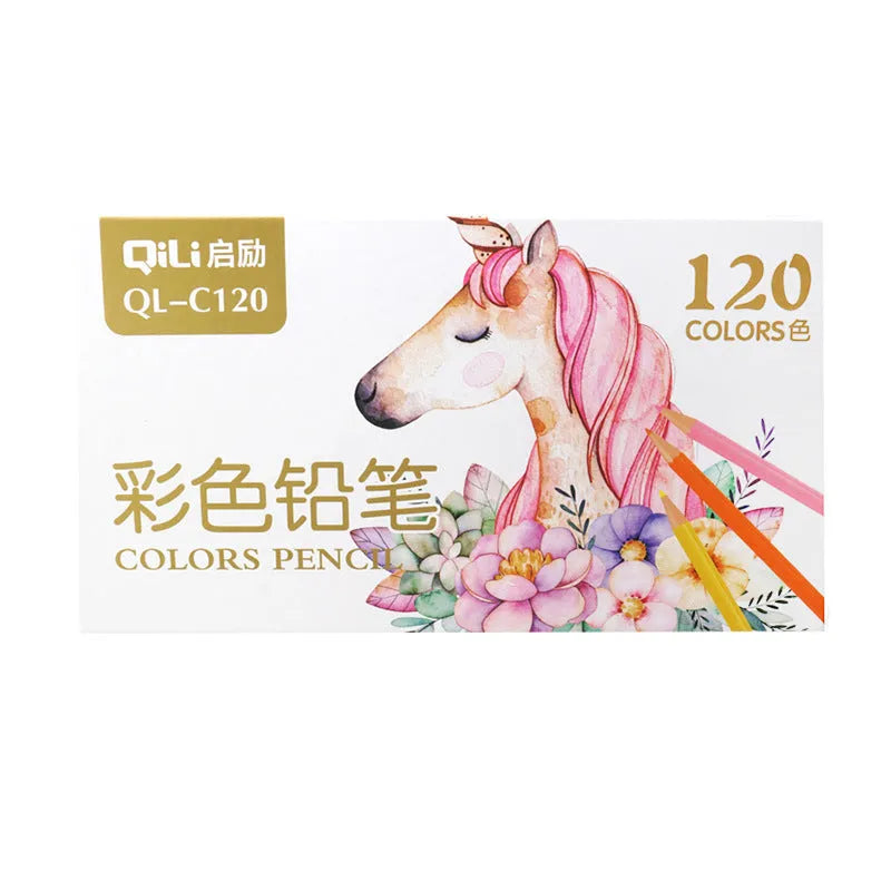 120 colour coloured pencils set in rosewood shell, full colour spectrum, arranged in cardboard box