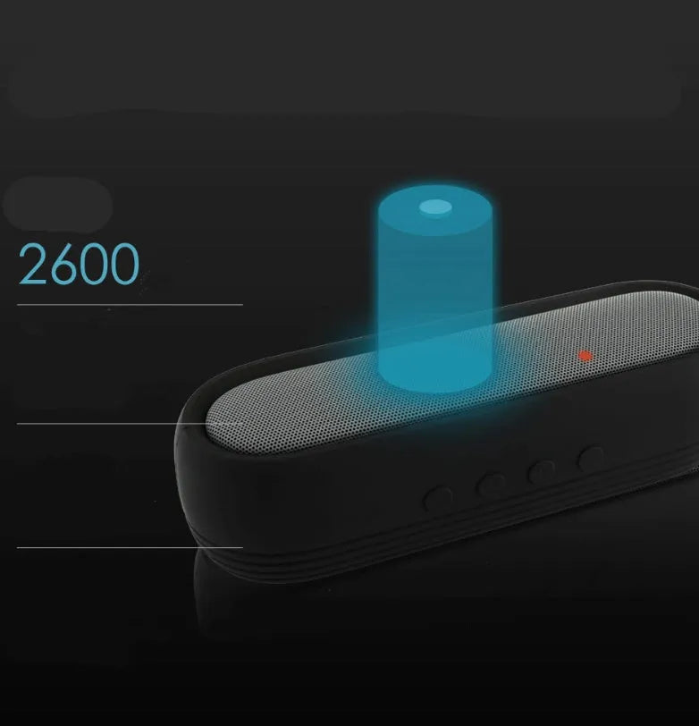 Portable wireless Bluetooth speaker dual 5W stereo IP65 waterproof black blue 21x6x5.5cm with protective case