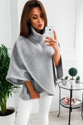Women's longline batwing sleeve cardigan in plus velvet, shown in grey colour with three-button front.
