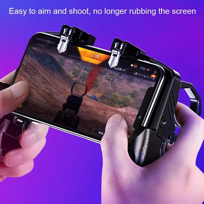 Black multi-function gamepad controller with integrated phone holder for mobile gaming
