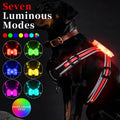 LED dog walking vest with seven-colour light, plastic ribbon and optical fibre strap, sizes S to XXL