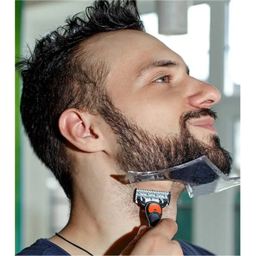 Beard styling comb ABS plastic shaping tool 20.5x10.5cm black transparent