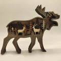 Boxwood Christmas ornament elk silhouette 18cm high natural wood finish