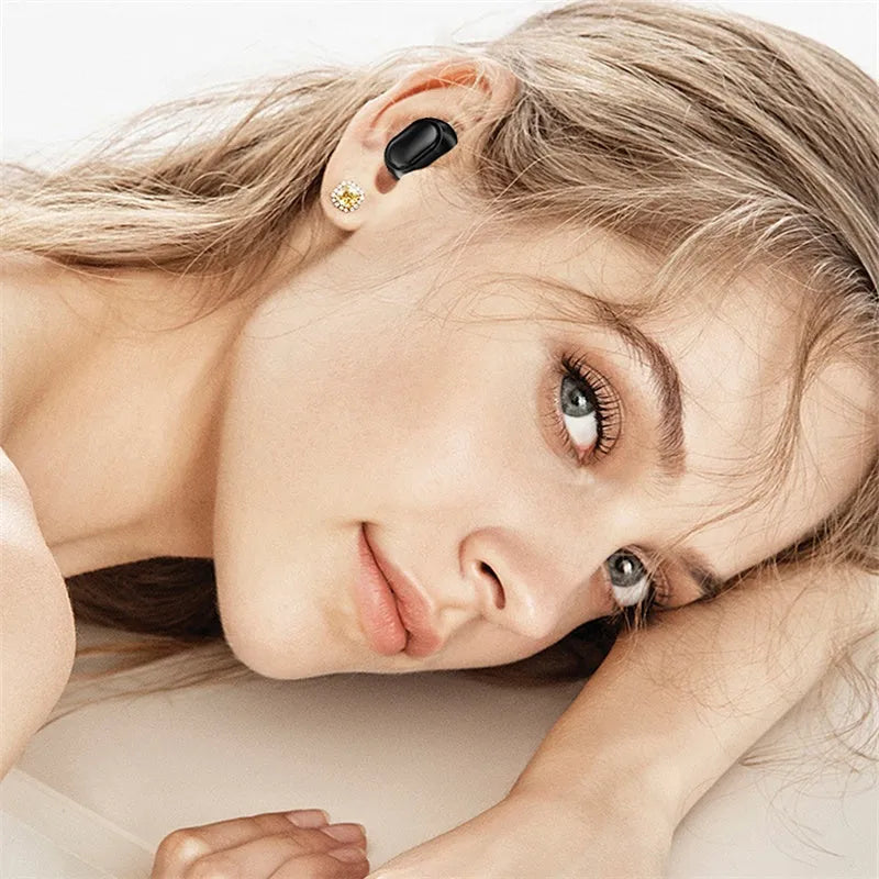 TWS digital display XT01 Bluetooth earphones with charging case showing white and blue indicator lights