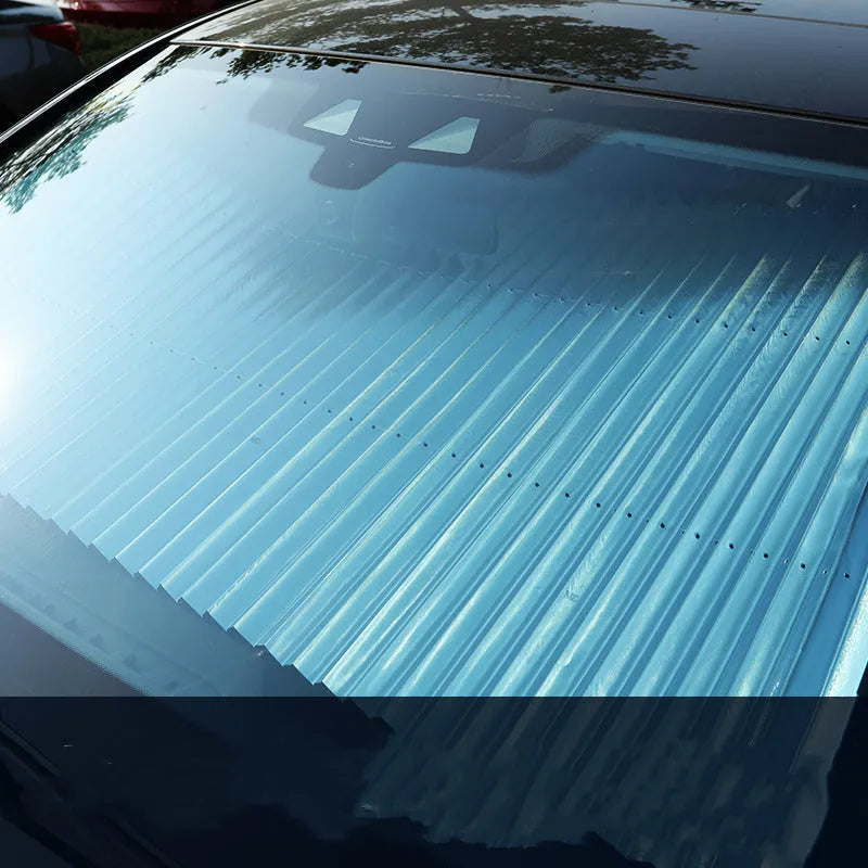 Upgraded automatic retractable car sunshade with encrypted polyester fabric and aluminum foil lining