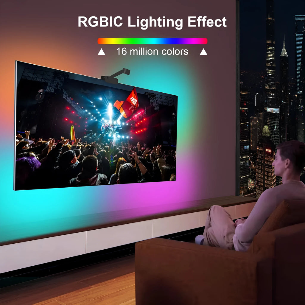 Graffiti APP TV screen color picker LED light strip with camera controller and 30 beads for TV background