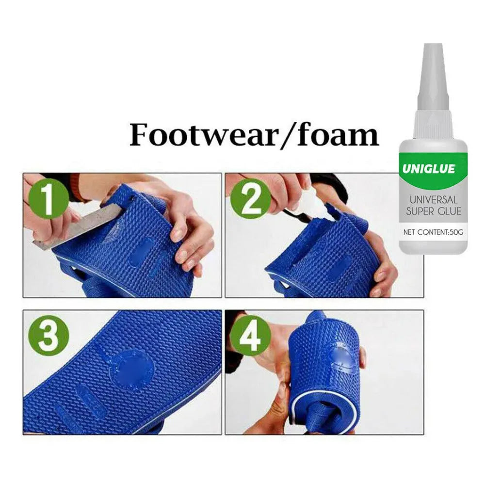 Uniglue Universal Super Glue tube, clear liquid, with pin-point nozzle, for multi-surface repairs