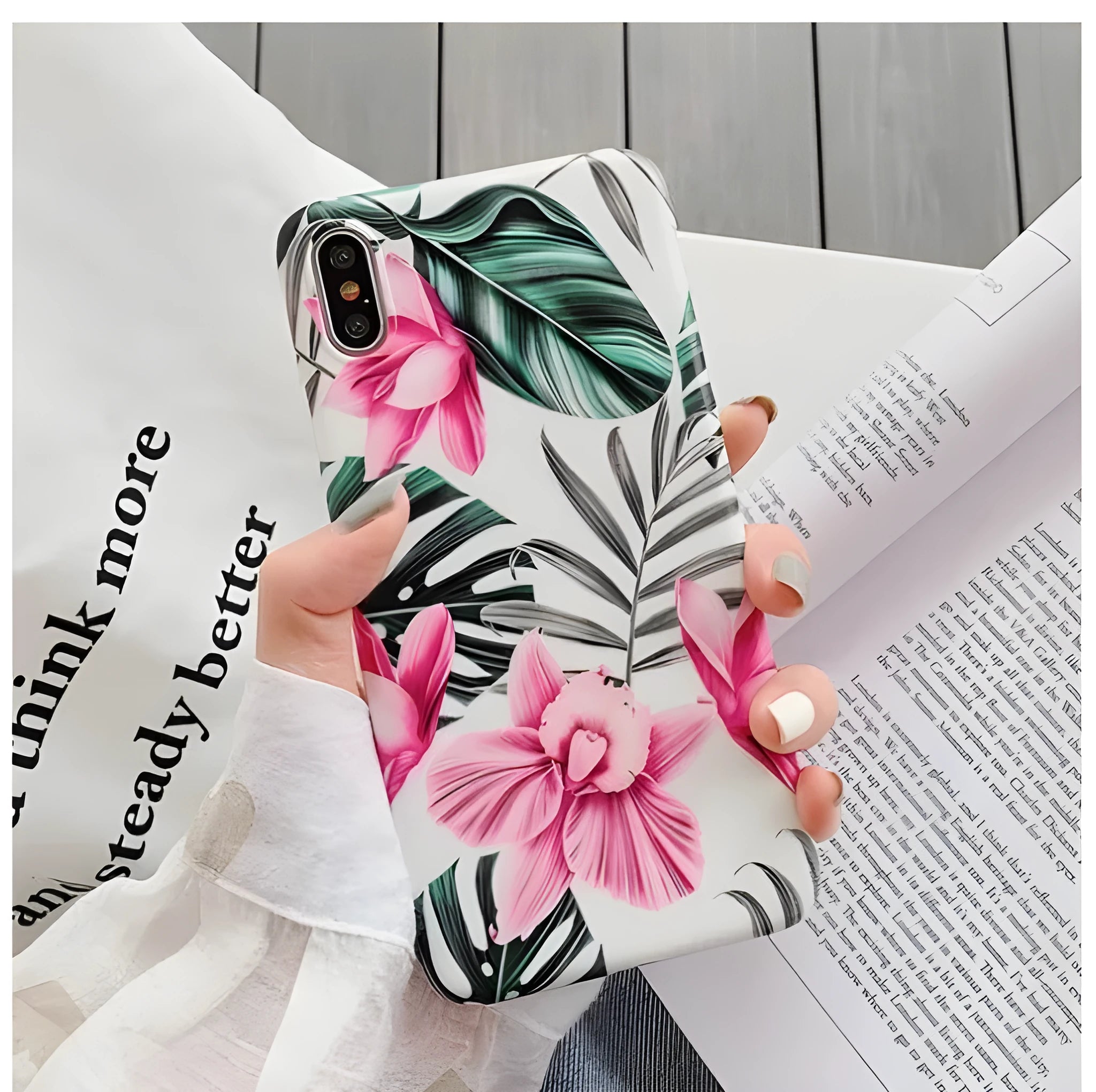 Pink floral pattern iPhone case on TPU material for multiple iPhone models