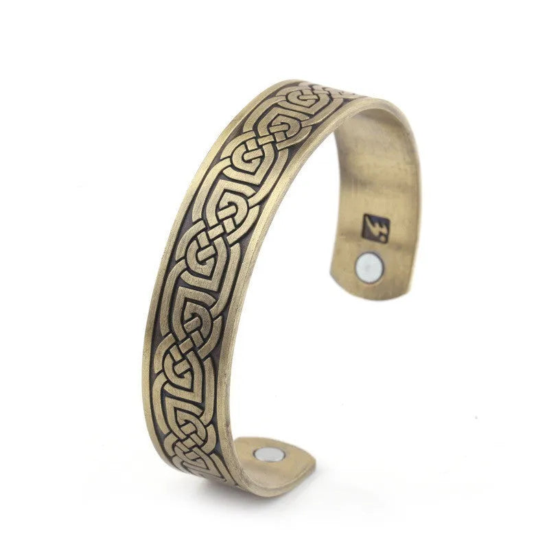 Unisex alloy health magnet bracelet with geometric design and electroplated bronze or rose gold finish