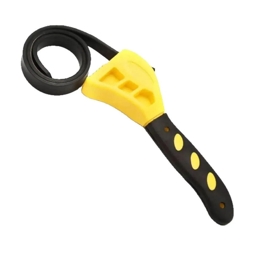 A 6 inch and 8 inch rubber strap wrench set with adjustable straps and phosphated metal finish.