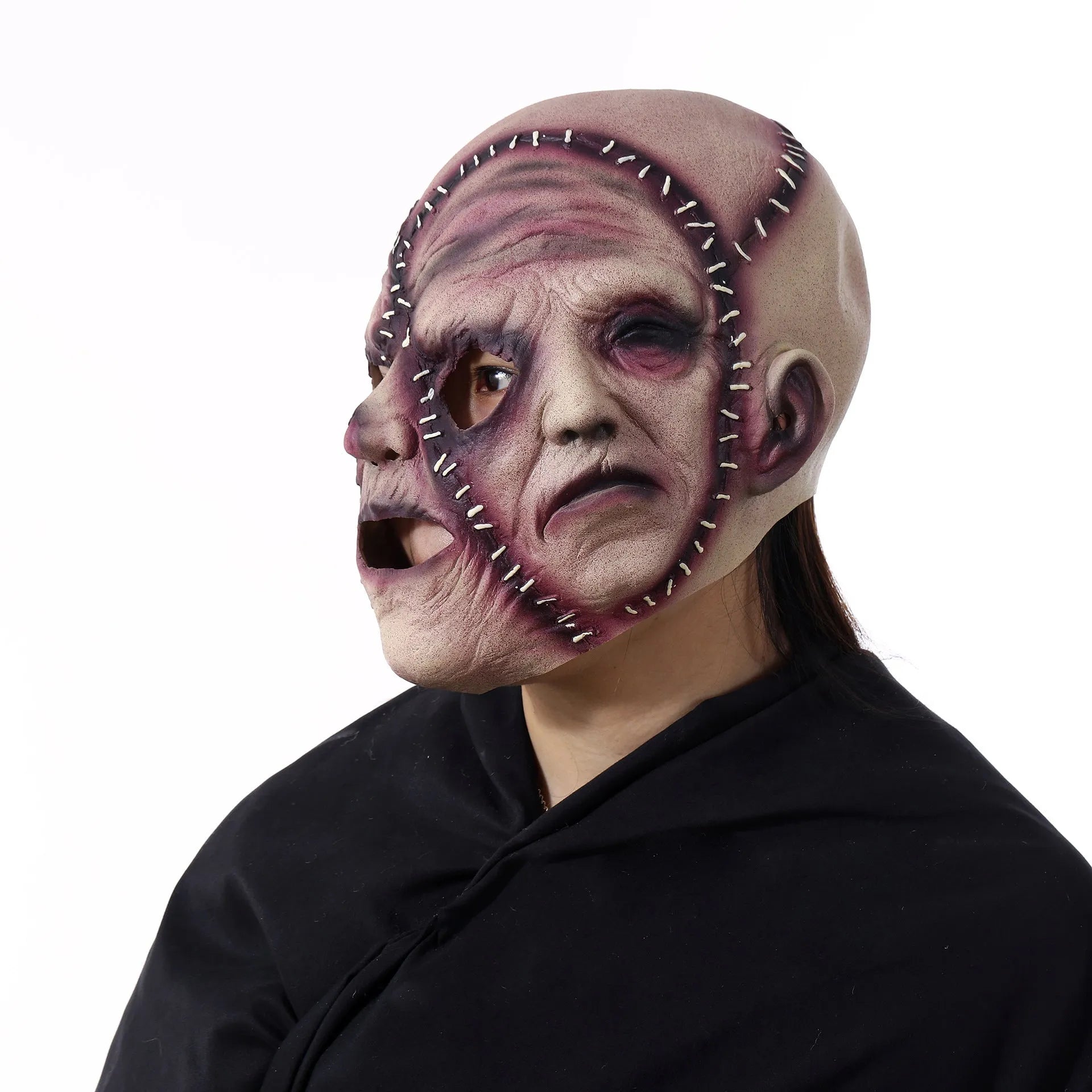 Three-sided grimace horror Halloween mask made from natural latex