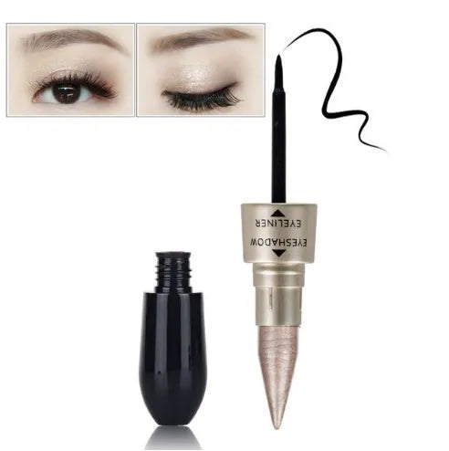 Double head six colour eyeshadow and black eyeliner set in compact packaging with multiple shade options