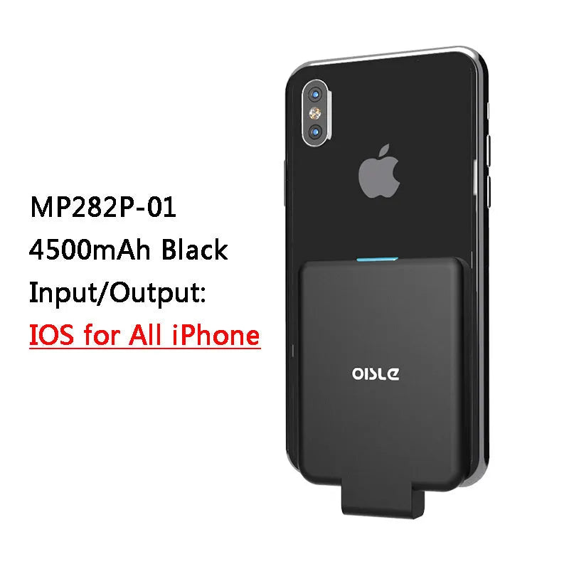 Slim 4500mAh back clip power bank in black, white, blue, pink, or red for iPhone Android Type-C charging