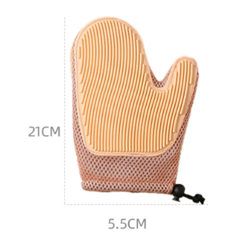 TPR and mesh pet grooming glove for dog and cat hair removal measuring 21cm