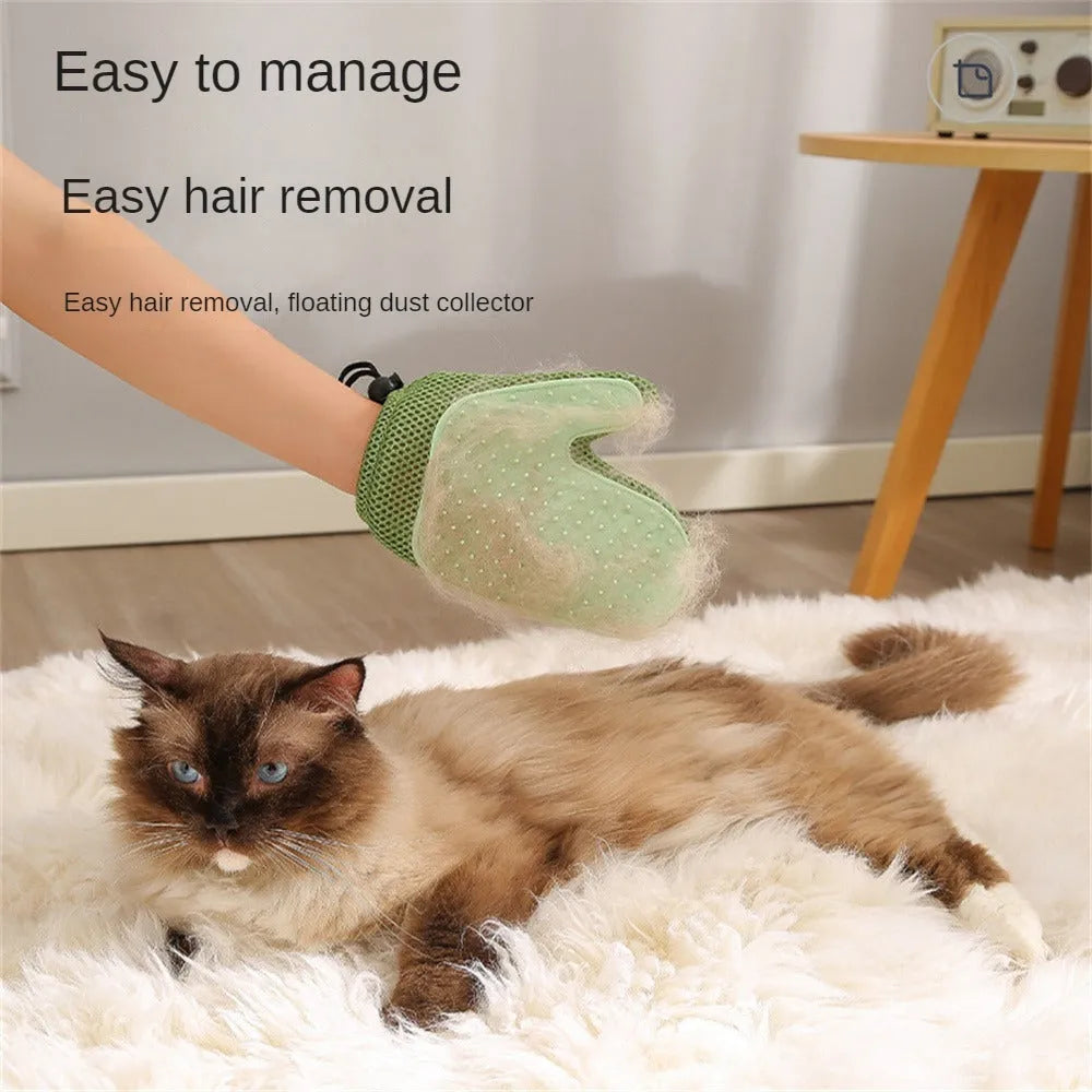 TPR and mesh pet grooming glove for dog and cat hair removal measuring 21cm