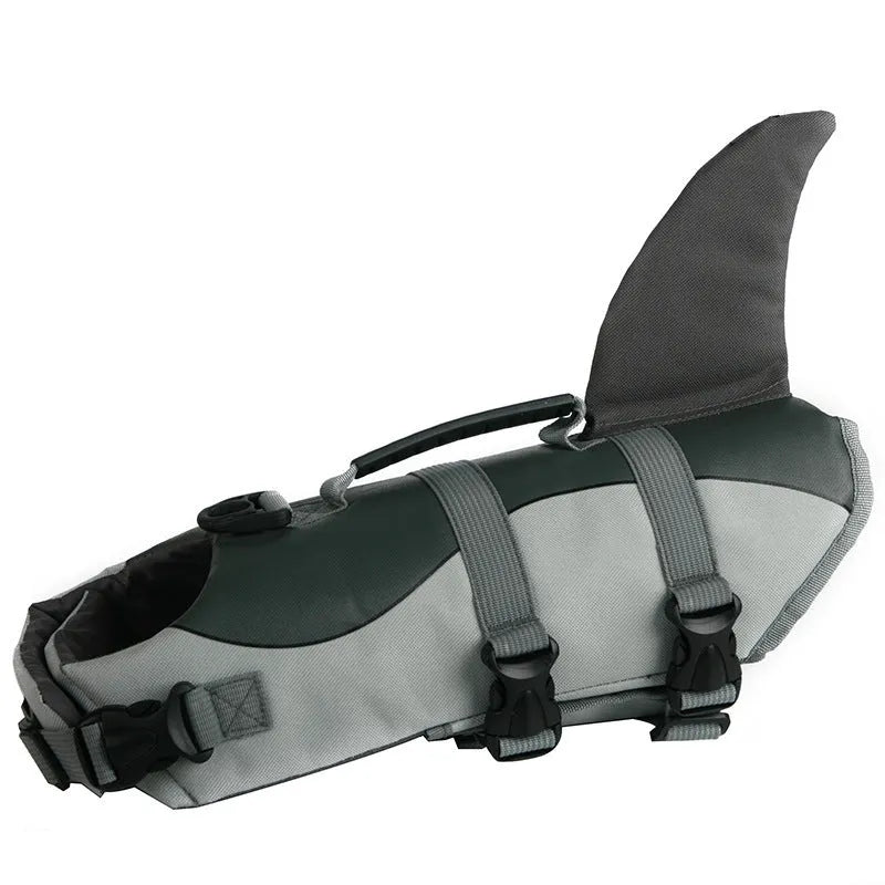 Mermaid shark dog life vest for small and large dogs in polyester with adjustable straps