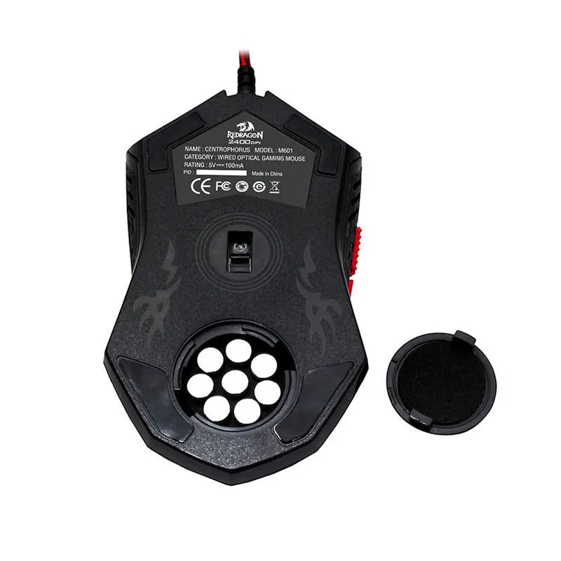 Black and red USB wired optical gaming mouse with ergonomic design and 6 programmable keys
