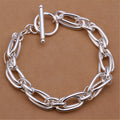 925 silver plated bracelet with copper core, 20cm length, 7mm width, silver colour, unisex design