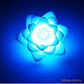 Lotus flower LED night light, plastic colour changing lamp, 7 x 7 x 3 cm, with AG13 button batteries