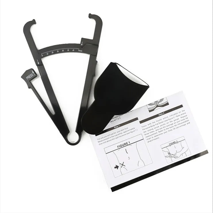 Black body fat caliper measuring instrument with ABS plastic construction and 0-70mm measurement range