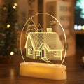 Warm white LED Christmas decoration light with 3D Santa Claus and tree design, battery or USB powered, 17.2cm x 13cm.