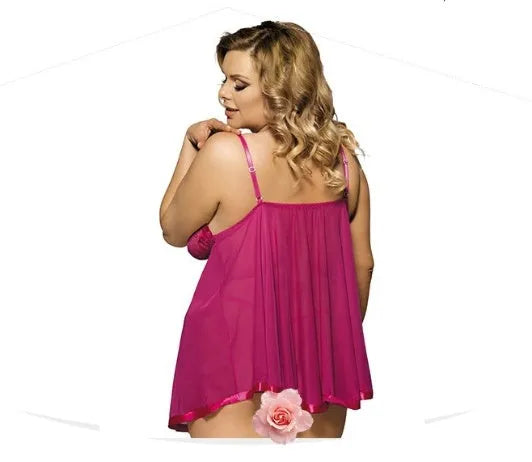 Seamless purple mesh and lace sling dress sleepwear for women, shown in a large size.