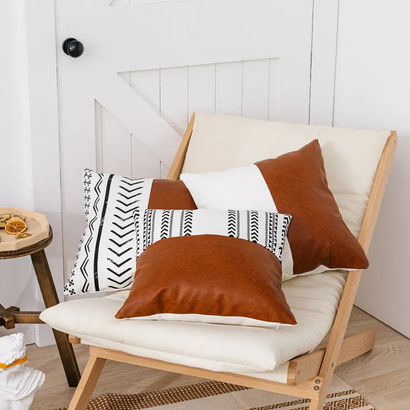Double sofa cushion set with 45x45cm square cushion and 35x50cm long pillow, cotton canvas cover and hidden zipper, style A