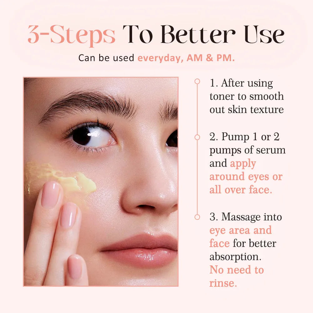 Retinol eye cream for wrinkles and dark circles, 30ml pot with ginseng and pink peptide ingredients