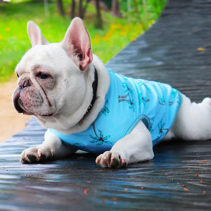 Blue thin cotton summer vest for dogs and cats – casual pet apparel