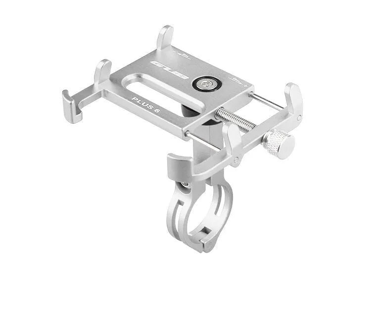 GUB Plus 6 aluminium motorcycle phone holder in black mounted on handlebars