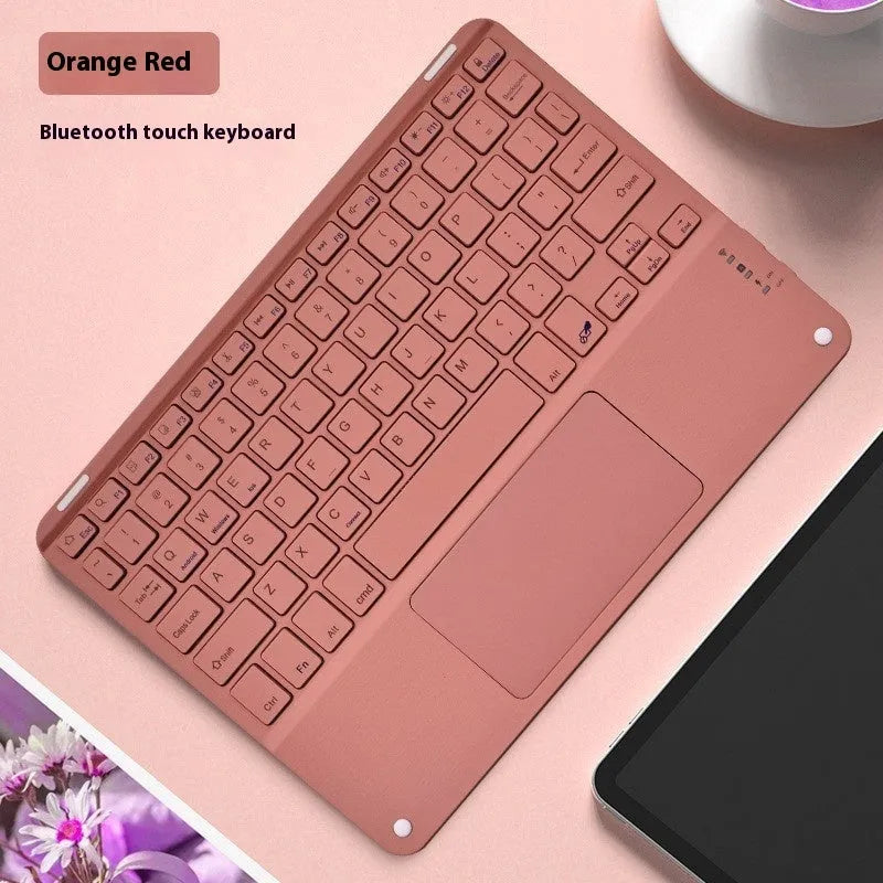 Square Hat Touch Bluetooth wireless charging keyboard in one of eight colour options on a desk.
