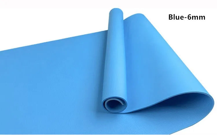 Super soft EVA yoga mat in red colour showing 4mm and 6mm thickness options for fitness exercises
