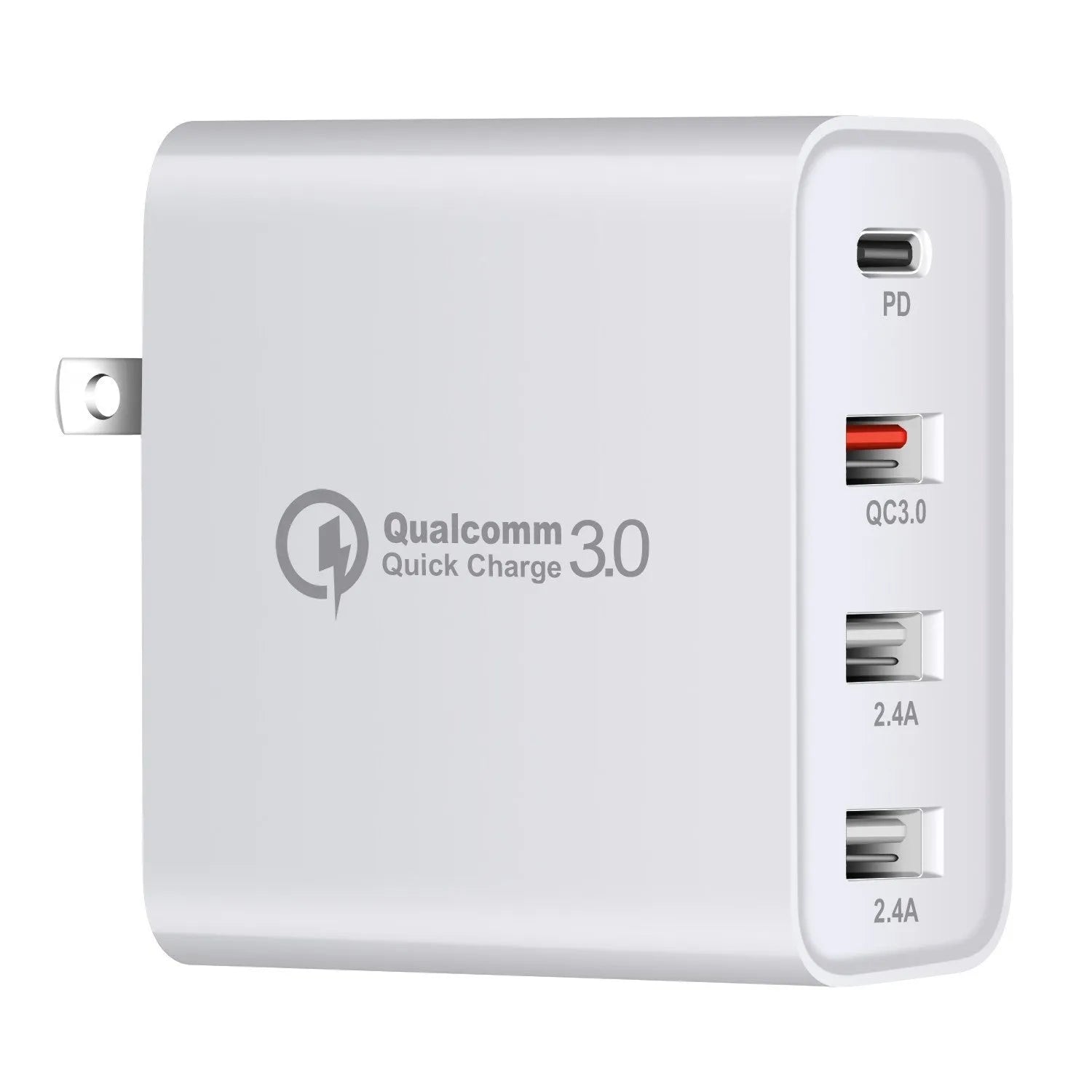 48W four port Type-C mobile phone charger with indicator light available in black or white