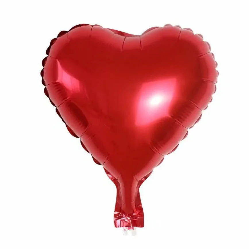 Pack of five metallic peach heart-shaped aluminum balloons in assorted colours.
