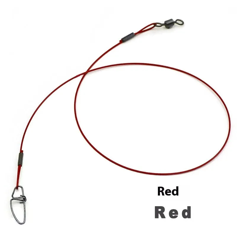 Steel wire double buckle fishing pin in green, black, red colours for predator fishing