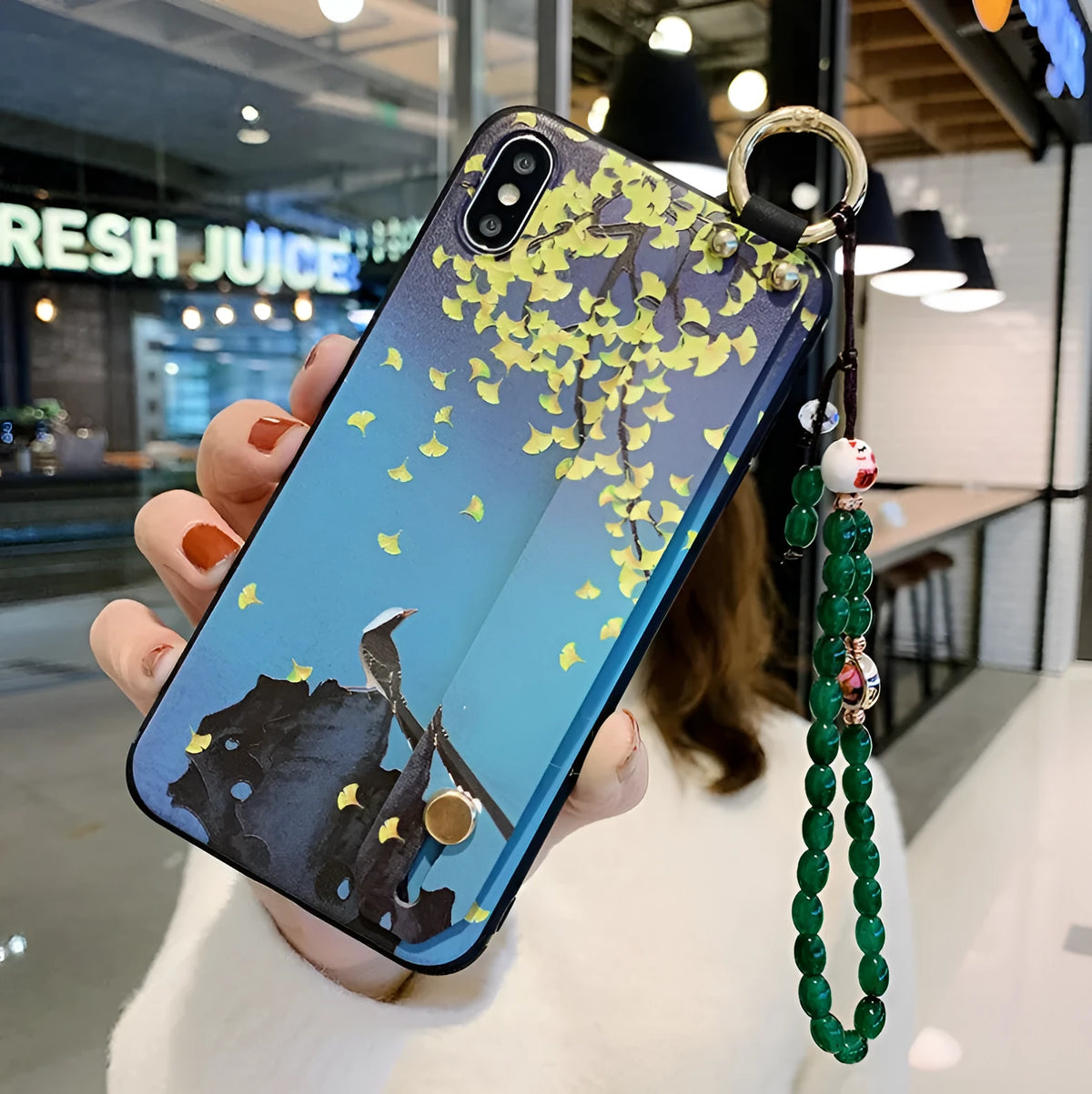 Rose flower design wrist strap phone case compatible with iPhone models in multiple style options