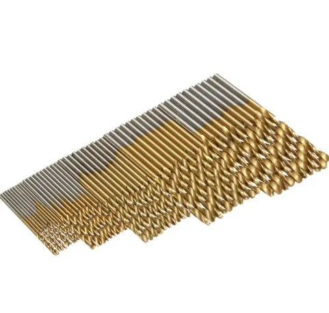 50-piece titanium coated HSS steel high-speed drill bit hand tools set in case