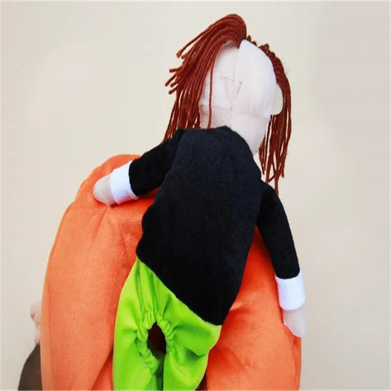 Orange cotton dog Halloween coat with penguin design, adjustable Velcro bust, sizes S to XXL