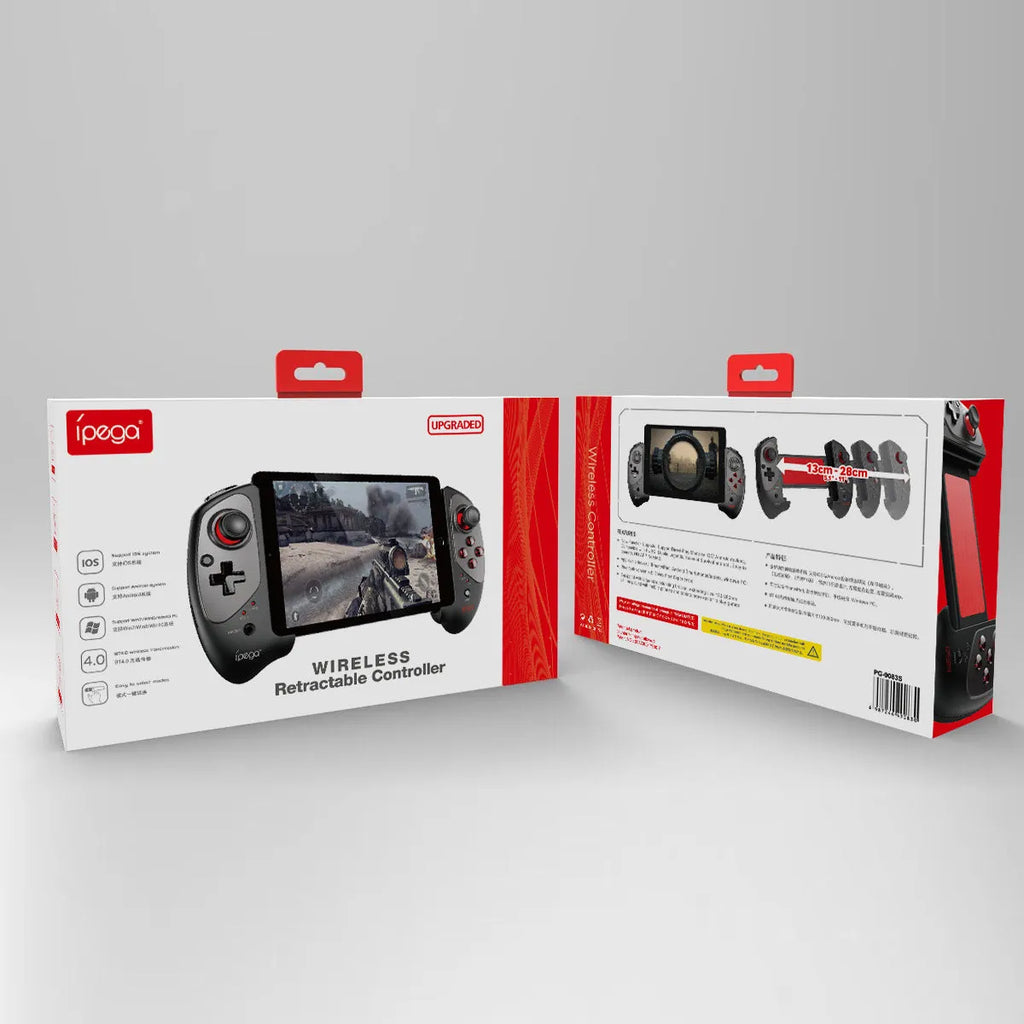 Red telescopic Bluetooth and USB gamepad for mobile phones and PC
