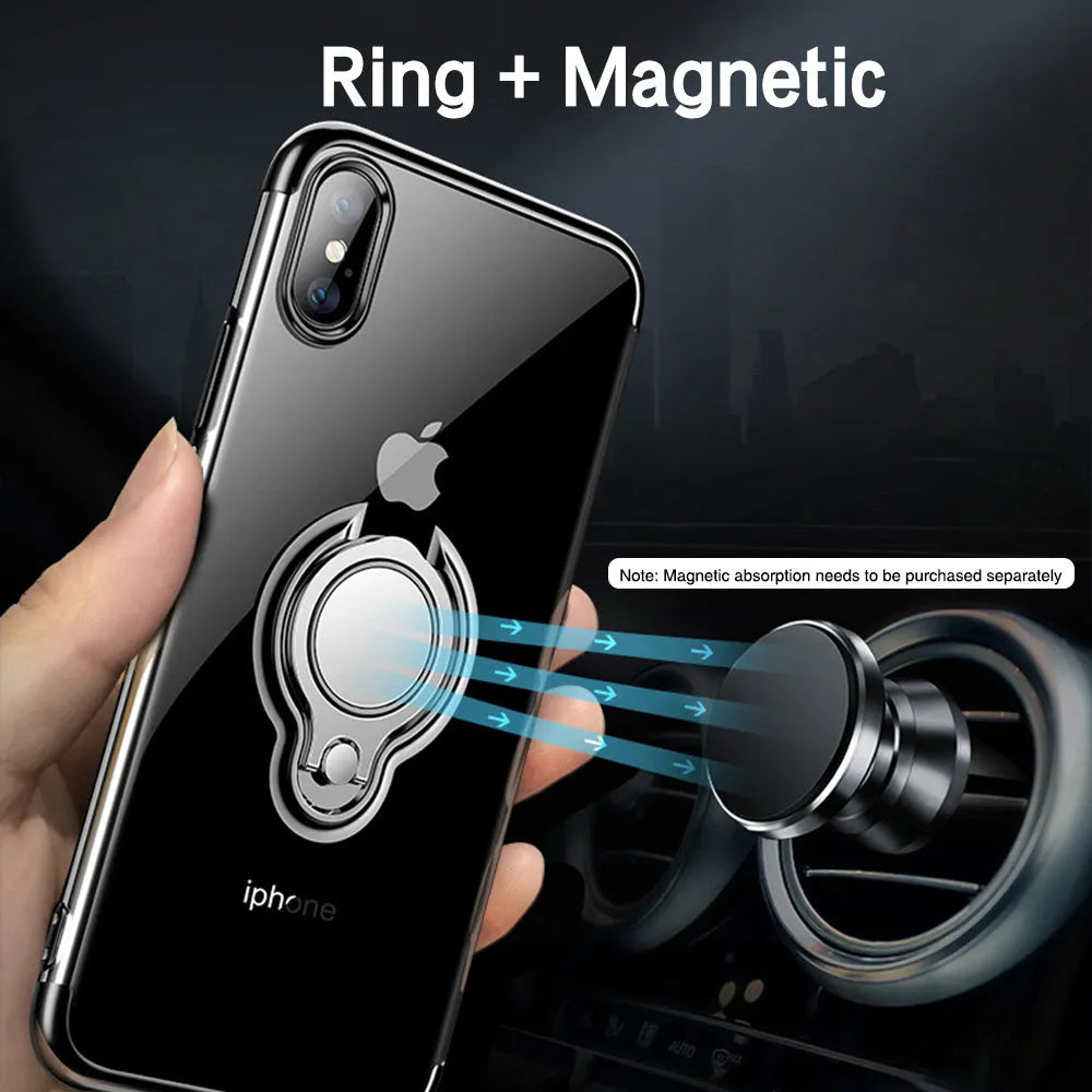Mobile phone case with magnetic ring compatible with iPhone models in five colours