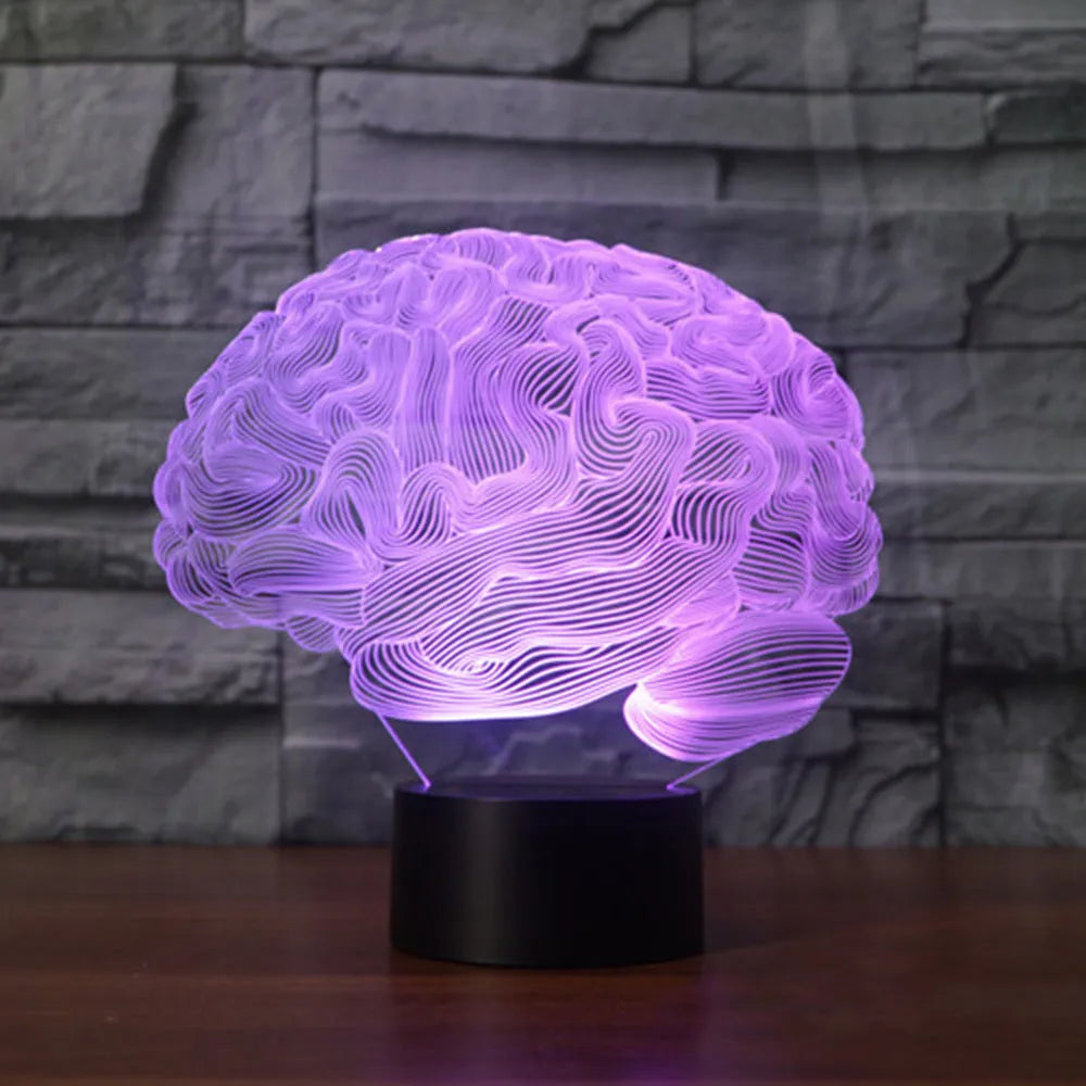 3D acrylic illusion desk lamp with colourful LED lights on a black ABS base, showing remote control.