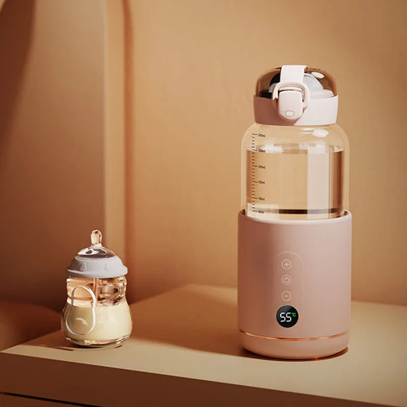 Wireless portable baby milk mixer with glass thermostatic cup 86x210mm in white