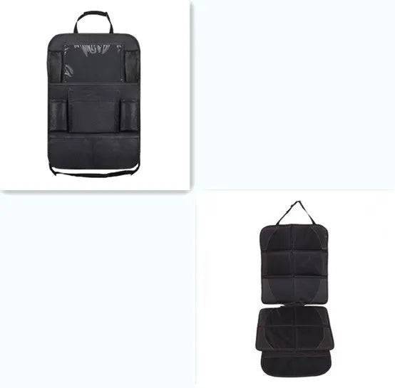 Child car seat cushion in black made of Oxford cloth with pearl cotton filling for all-seasons use