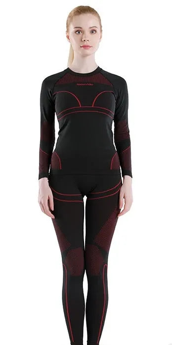 Quick-dry thermal underwear set for men and women, Coolmax polyester spandex base layer in black and grey