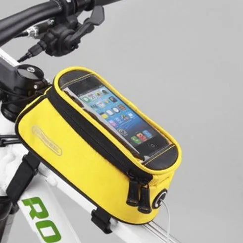 PVC bicycle frame bag holder for iPhone in black, blue, red, yellow and two-tone colours