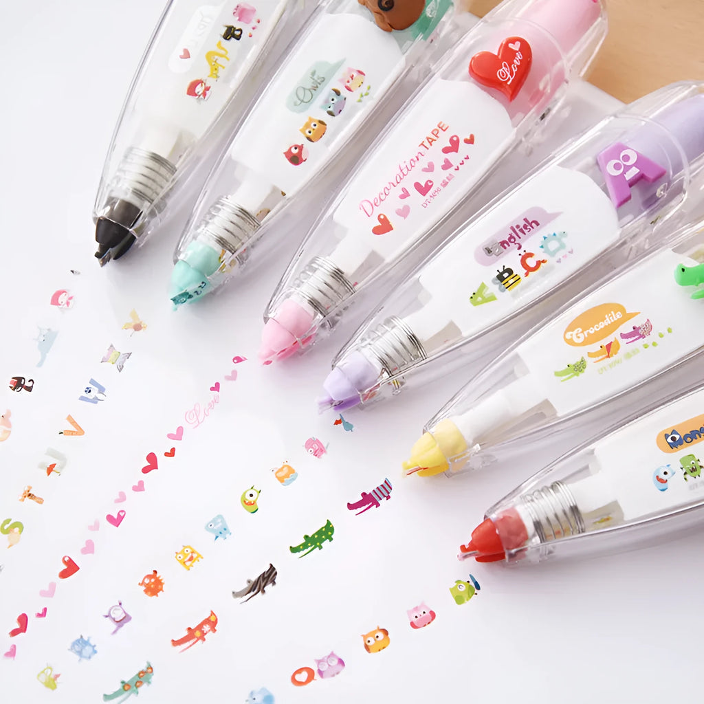 Lace correction tape stationery decoration tape with plastic core, multiple shell colours including Coffee and Kitten